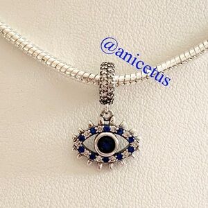 NWOT Evil Eye Necklace With CZ 925 Sterling Silver / 16” 3mm Chain